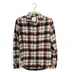American Eagle Men’s Super Soft Orange and Blue Plaid Flannel Size XS
